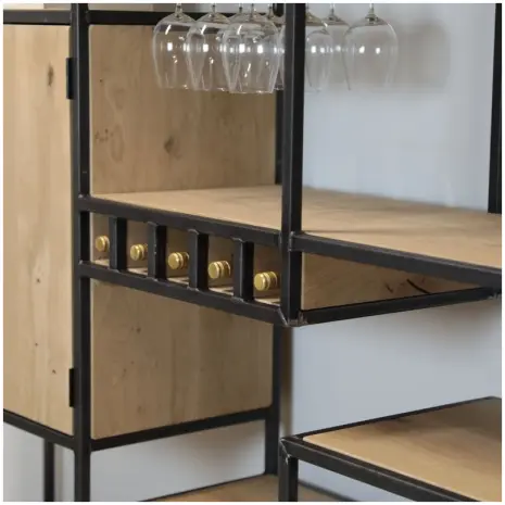 Detail - Wandkast industrieel Zaandam van eikenhout en staal