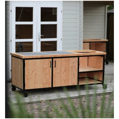 Douglas buitenkeuken industrieel Gorinchem met antracietgrijze tegels