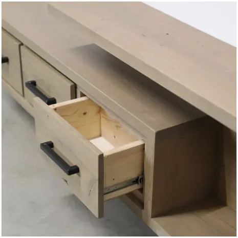 Zwevend eiken tv meubel met lades Do details