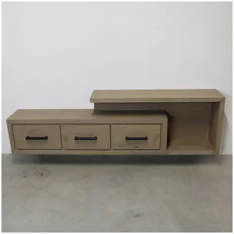 Zwevend eiken tv meubel met lades Do - schuin bovenaf gefotografeerd