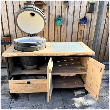 bbq tafel james met open deuren : lade en bastard kamado large