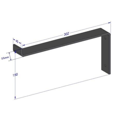 wandplank beugels - tekening met afmetingen