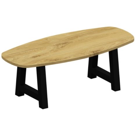 Massief eiken tafel deens ovaal (40) op stalen A-poot