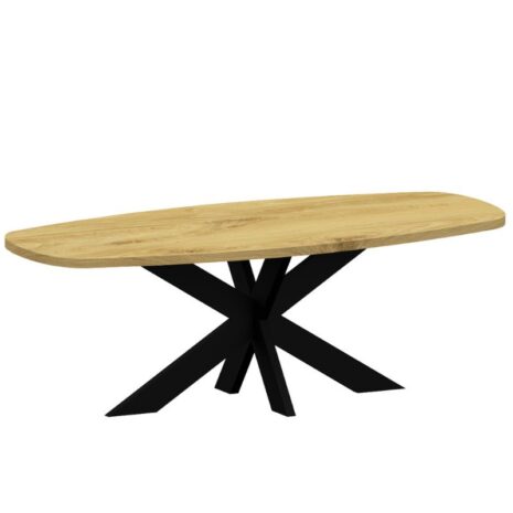 deens ovalen eettafel met spinpoot 12x4. - zijaanzicht