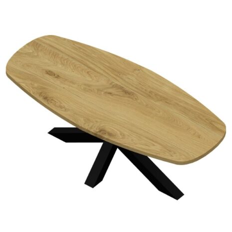 eikenhouten deens ovalen tafel met matrix poot zwart 10x10