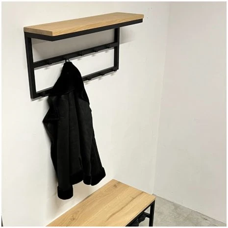 industriele kapstok voor aan de muur met dubbele rij van 80cm lang