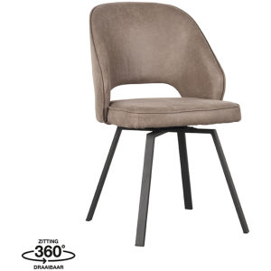LABEL51 Eetkamerstoel Lewis - Taupe - Microfiber