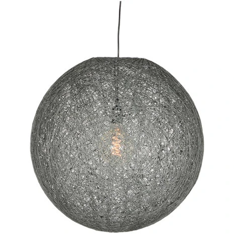 0Hanglamp Twist Grijs Vlas 55x55x55 cm Voorkant Aan 0Hanglamp Twist Grijs Vlas 55x55x55 cm Voorkant Aan