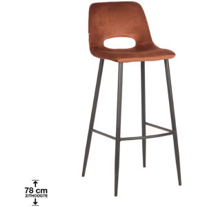 LABEL51 Barkruk Josh - Rust - Fluweel - Zithoogte 78