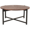 Mangohouten bijzettafel Dox, LABEL51, 70x70x35cm, espresso mangohout en zwart onderstel metaal