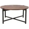 Mangohouten bijzettafel Dox, LABEL51, 70x70x35cm, espresso mangohout en zwart onderstel metaal