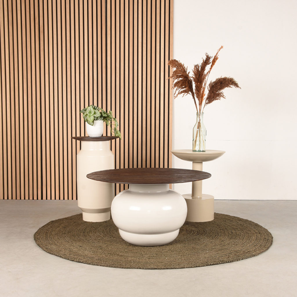 salontafel Dim | Stalen salontafel / bijzettafels hout en staal