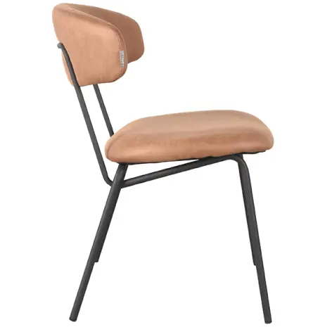 Eetkamerstoel ZackCognac Micro Suede zijkant