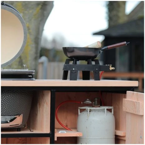 Kamado tafel douglas + Grill Guru en Kookpit - detailfoto