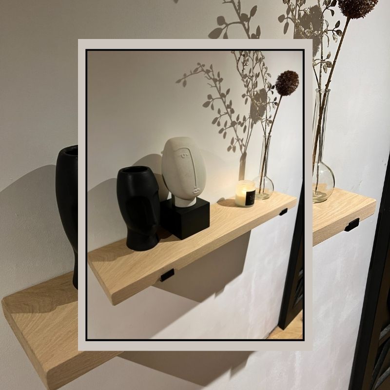 massief eiken wandplank 4cm dik met dragende beugels