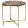 Mangohouten bijzettafel Dox, LABEL51, 40x40x40cm, espresso mangohout en goud metaal onderstel
