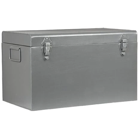 0opbergkist vintage antiek grijs metaal 30x15x20 cm perspectief