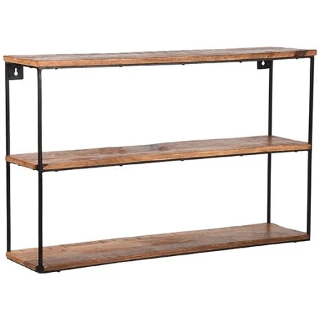 0wandrek vintage zwart metaal rough mangohout 50x20x50 cm perspectief 1