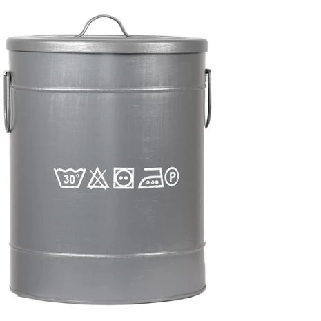 0wasmand antiek grijs metaal 32x32x43 cm voorkant 0wasmand antiek grijs metaal 32x32x43 cm voorkant