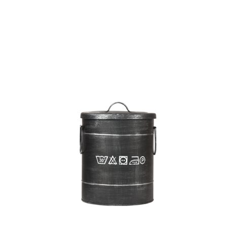 LABEL51 Wasmand met deksel - Zwart Metaal - S