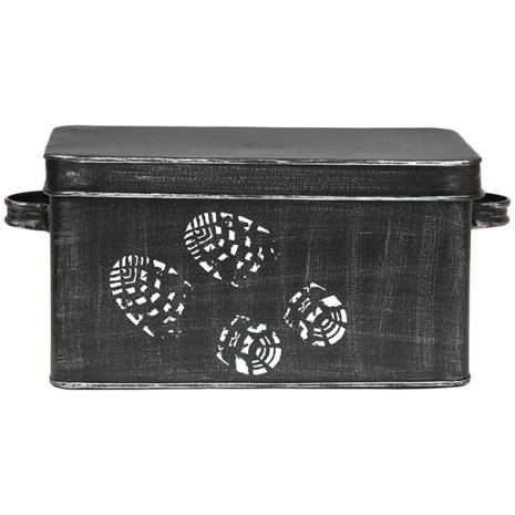 Schoenpoets opbergkist met deksel - Zwart - Metaal