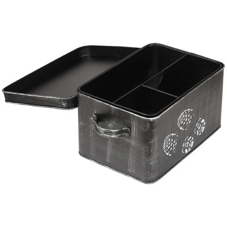 Schoenpoets opbergkist met vakken- Zwart - Metaal