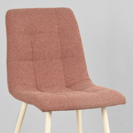 LABEL51 Eetkamerstoel Nino - Terra kleur- Boucle met witte poten