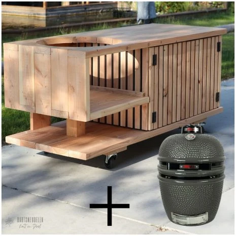 Buitenkeuken latjes Douglas + Medium Kamado Grill Guru