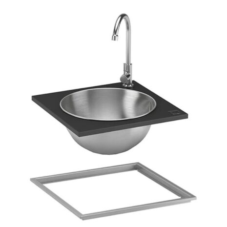 Wet inbouwset zwart OneQ spoelbak met kraan