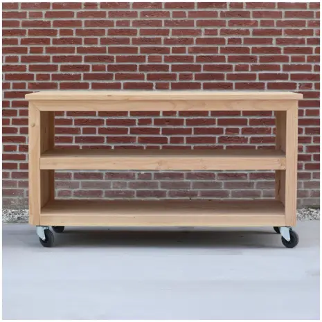 douglas tuinkast laag op wielen met open vakken