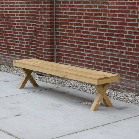 eikenhouten tuinbankje met x-poot eikenhout zonde rugleuning