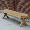 eikenhouten tuinbankje met x-poot zonder rugleuning