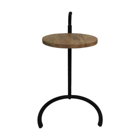 Bijzettafel Mangohout en Zwart Metaal 30x30x63