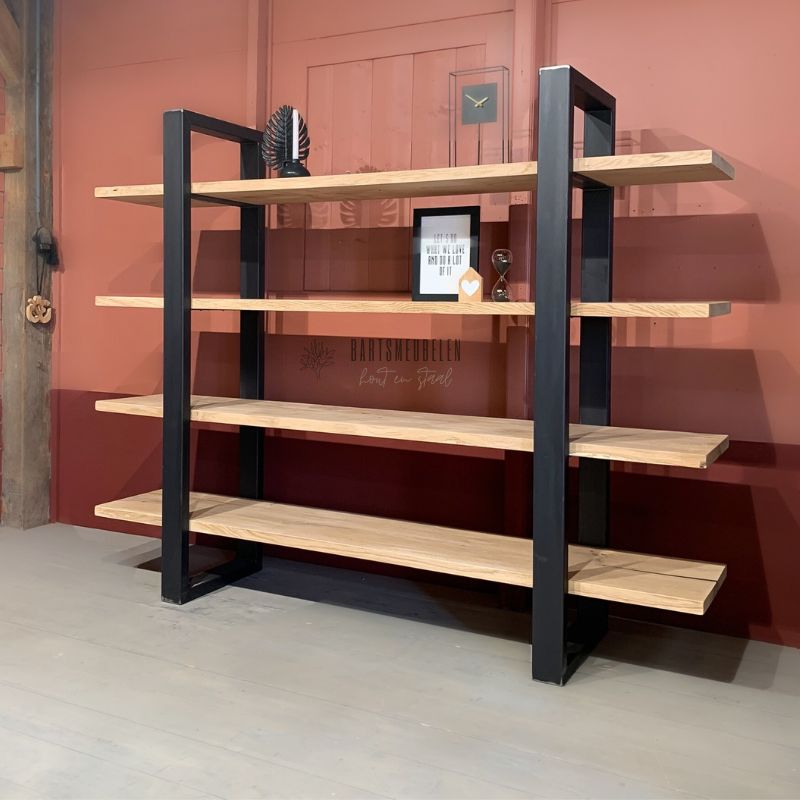 industriele boekenkast brave eikenhout en staal