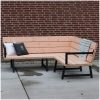 Houten hoekbank met stalen frame met armleuning douglas