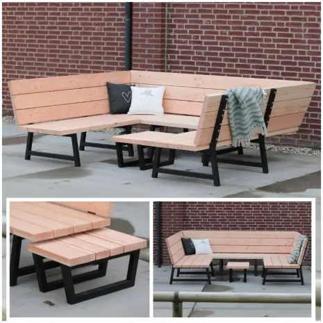 douglas loungebank met stalen frame in u-vorm