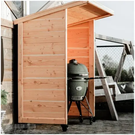 sfeerfoto buitenkeuken overkapping - bouwpakket model 2 op wielen