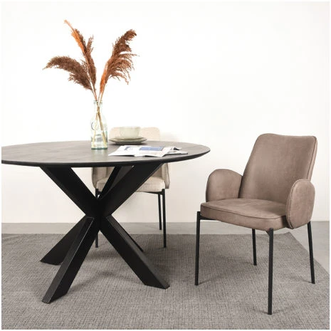 4Eetkamerstoel Joni 55x60x86 Cm Taupe Micro Suede Setting