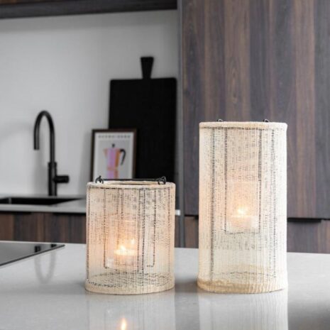 Geweven Lantaarn Indy Small + Large Zand - Jens Living