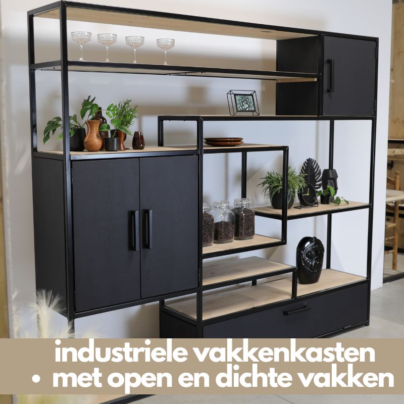 industriele vakkenkasten met open en dichte vakken indeling