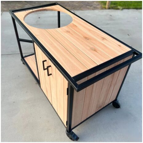 Buitenkeuken op wielen eucalyptus