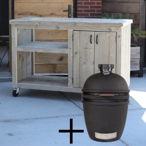 Buitenkeuken steigerhout hoog Buitenkeuken steigerhout hoog + the Bastard Urban Large Solo Kamado