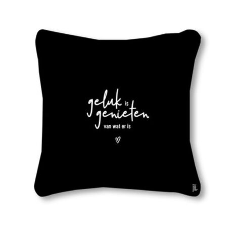 achterkant Zwart Waterafstotend Tuinkussen - Mijn Favoriete plekje is in de zon - Zoedt