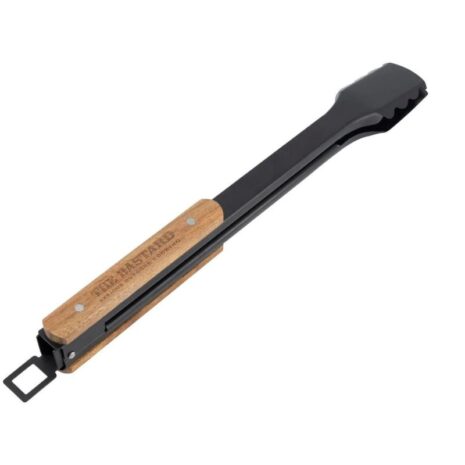 bbq tang zwart met hout - The Bastard Tongs Pro
