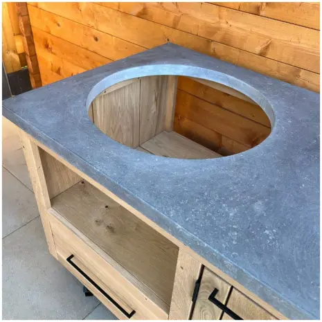 bovenaanzicht buitenkeuken eikenhout keramische blad