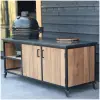buitenkeuken Fraké hout en zwart granieten blad