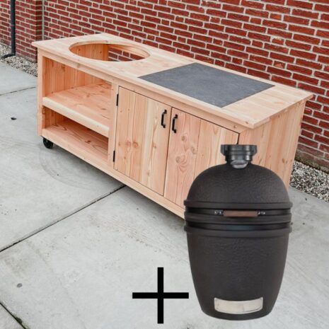 Kamado tafel met tegel douglas 180cm the bastard urban large solo