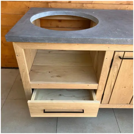 lade eikenhouten buitenkeuken keramische blad