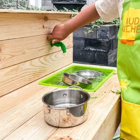 modderkeuken speelset voor kinderen met rvs pannetjes