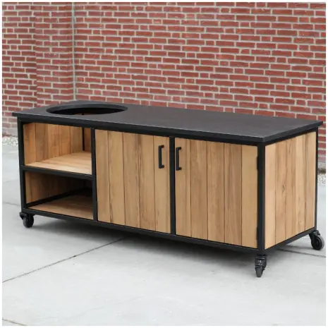 zwart granieten blad buitenkeuken Fraké hout